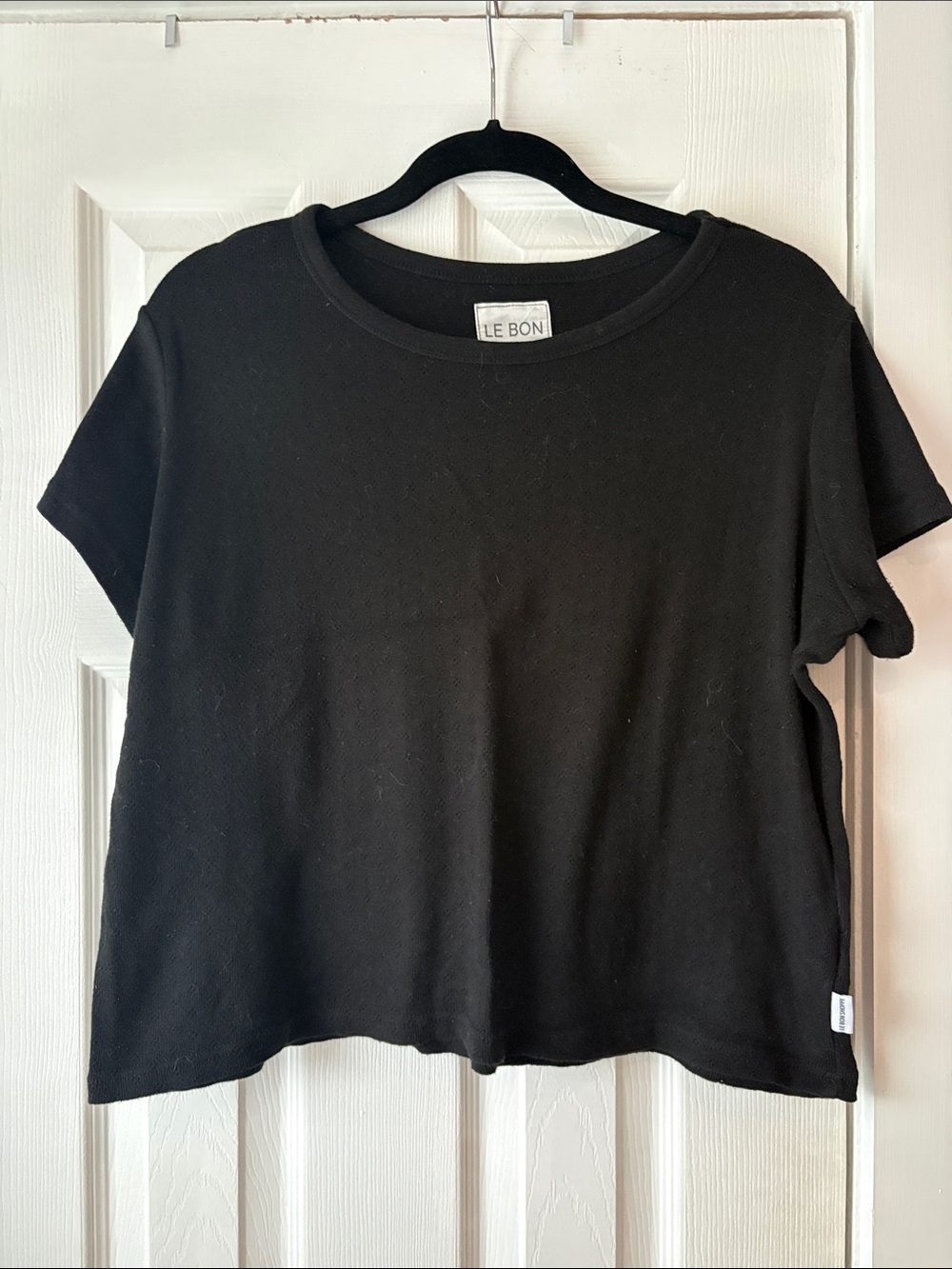 Le Bon Shoppe Black pointelle babe tee Women's Top